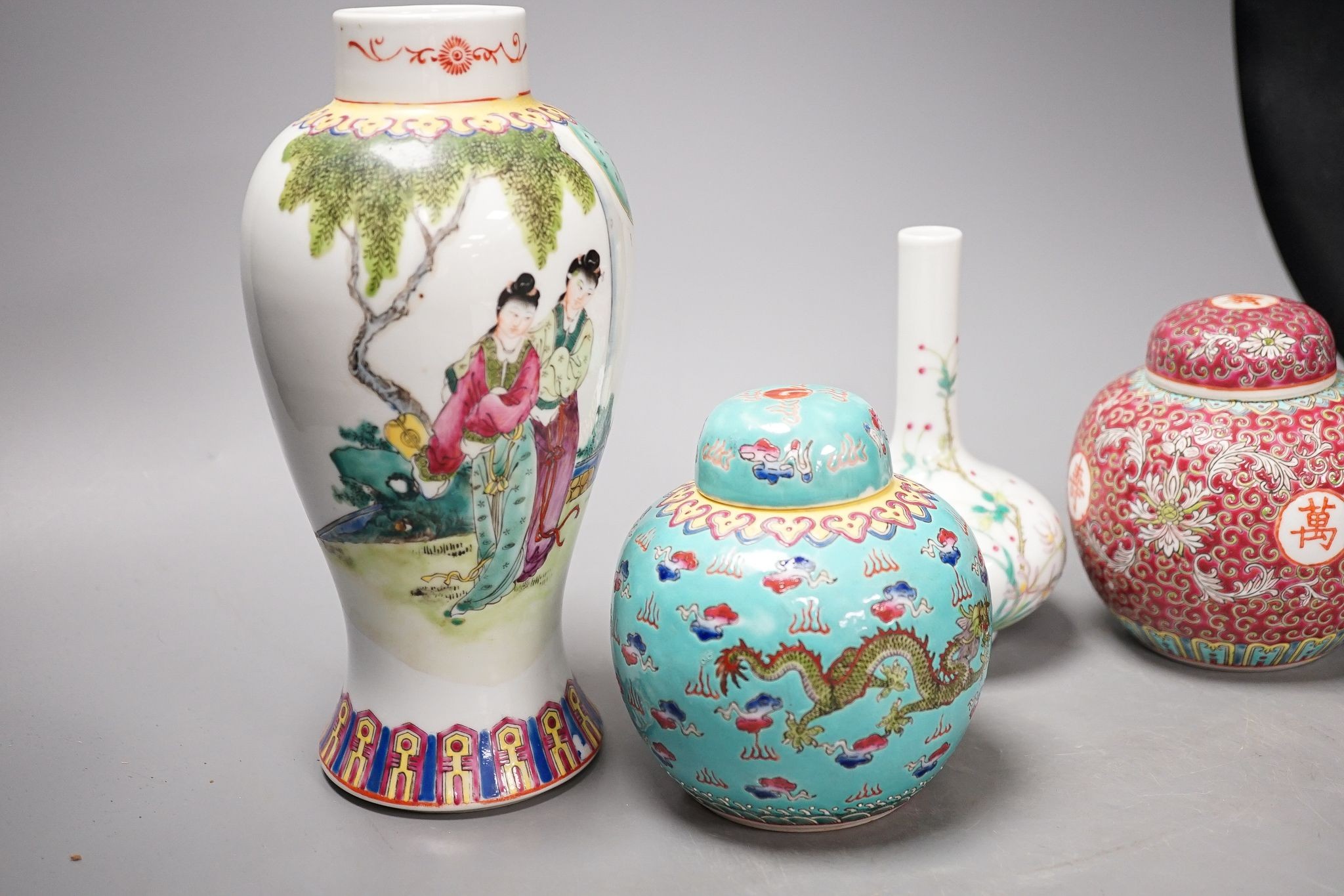 A group of Chinese porcelain, Republic period and later, tallest 23cm